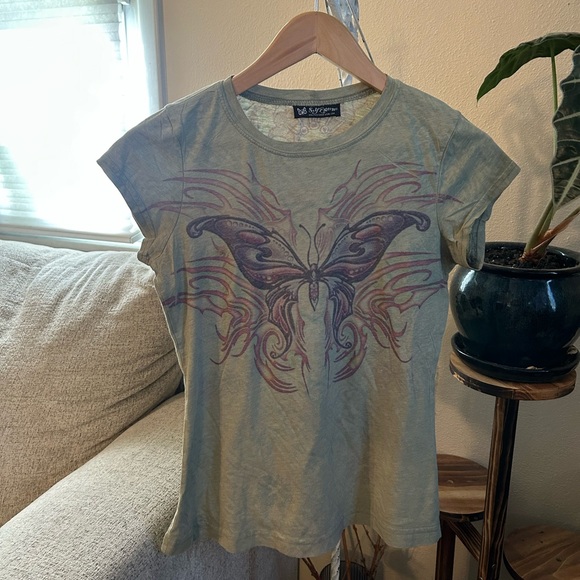 Self Esteem Tops - Y2K Self Esteem butterfly Floral Grunge Short Sleeve Top Graphic Sz Small